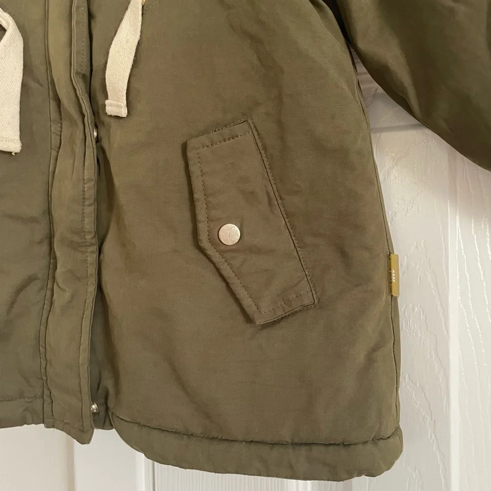 Zara Kids Boys Green Winter Jacket Coat Parka FUR COLLAR NOT INCLUDED - Picture 3 of 6